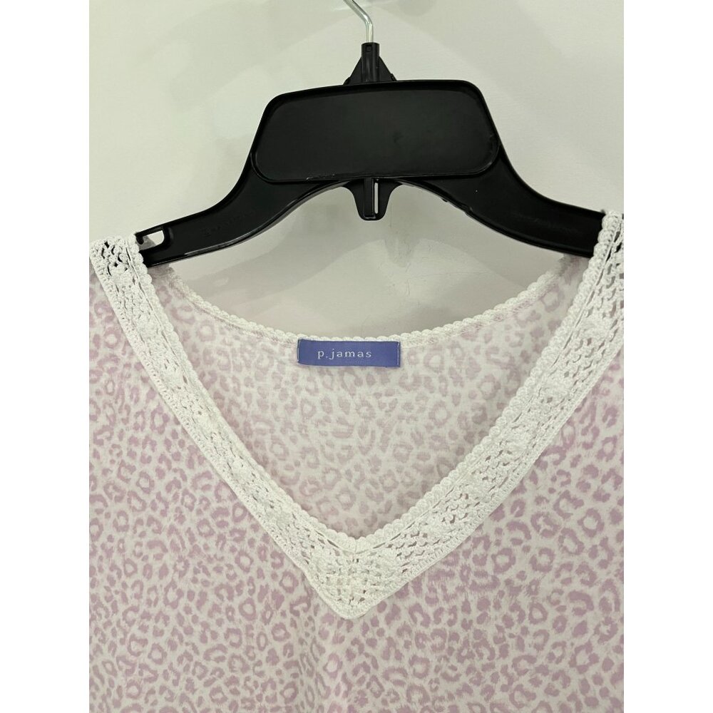 NWOT P.Jamas Light Baby Pink Lepoard Animal Print Nightgown Pima Cotton XL - Picture 3 of 6
